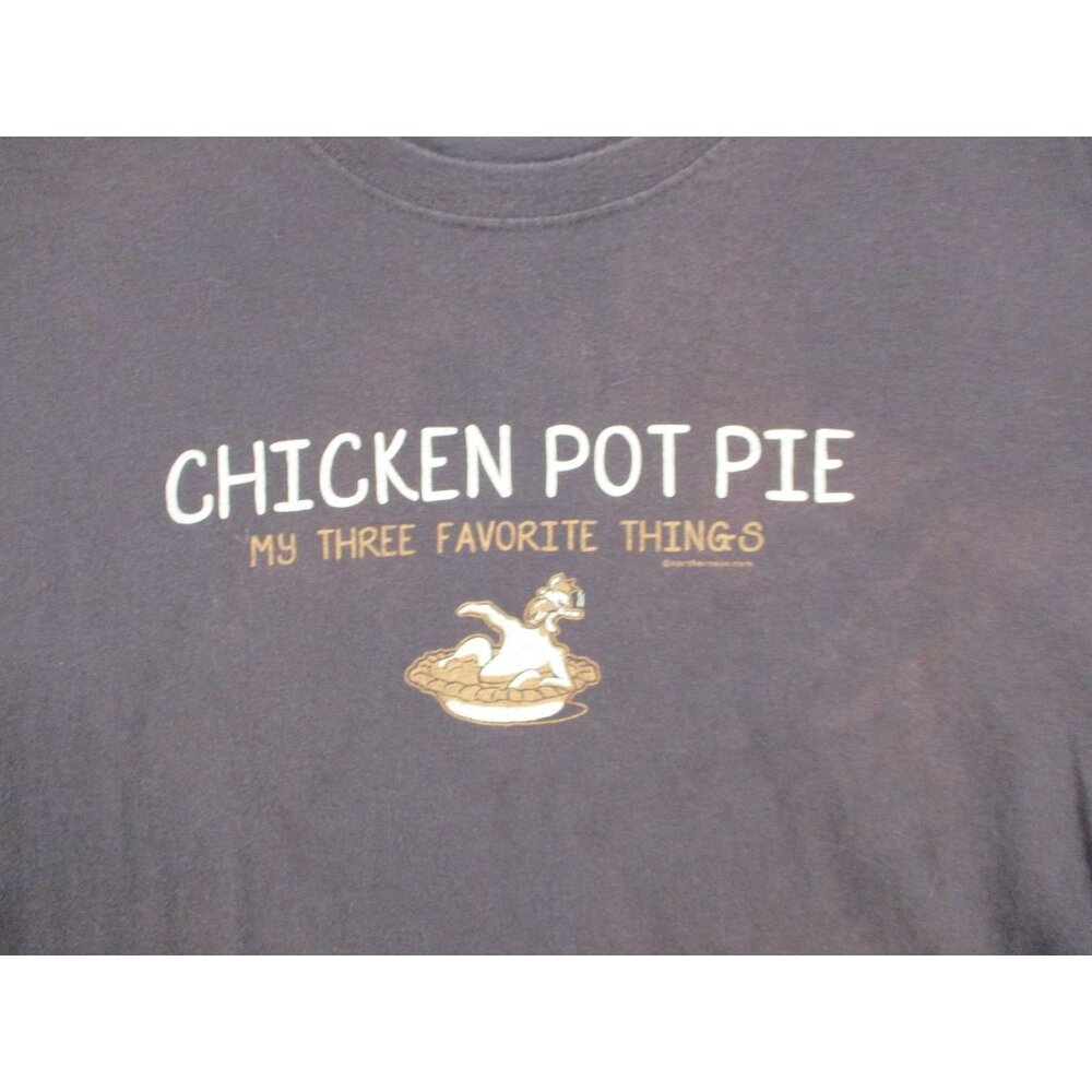 Chicken Pot Pie Graphic Brown T-Shirt XL Gildan Heavy Cotton